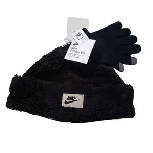 Nike Fleece Black Winter Hat & Tech Glove Set NWT